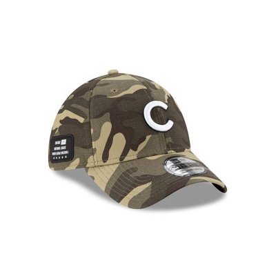 Green Chicago Cubs Hat - New Era MLB Armed Forces Weekend 39THIRTY Stretch Fit Caps USA7862350